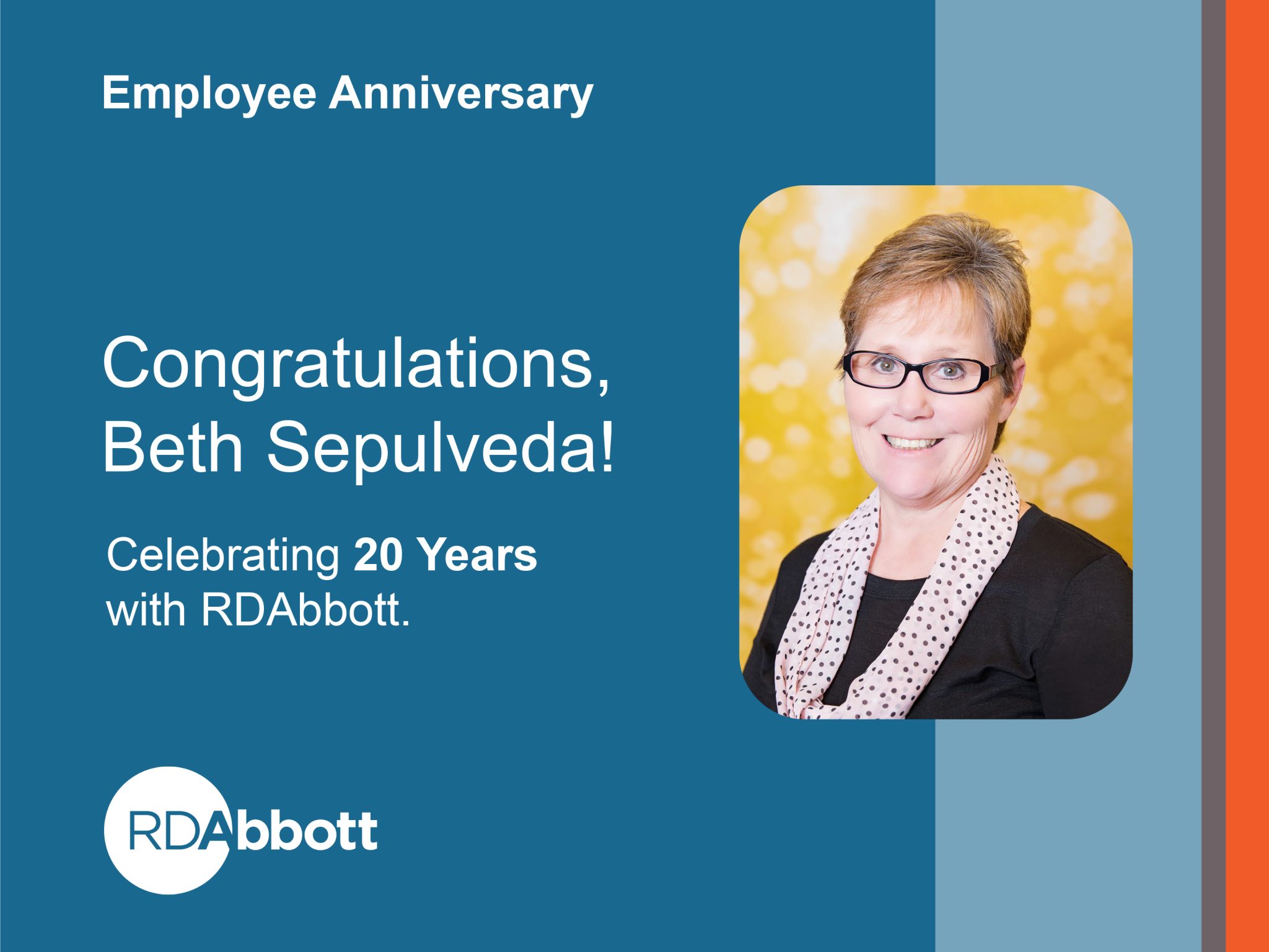 RDAbbott’s Beth Sepulveda Celebrates Milestone Work Anniversary - RDAbbott